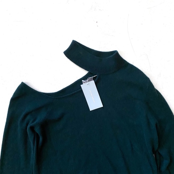 Antonio Melani Nwt Forest Green Tina Cut Out Turtleneck Cashmere Sweater XL - Picture 2 of 3